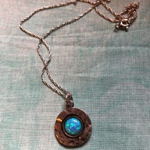 Blue fire opal sterling necklace